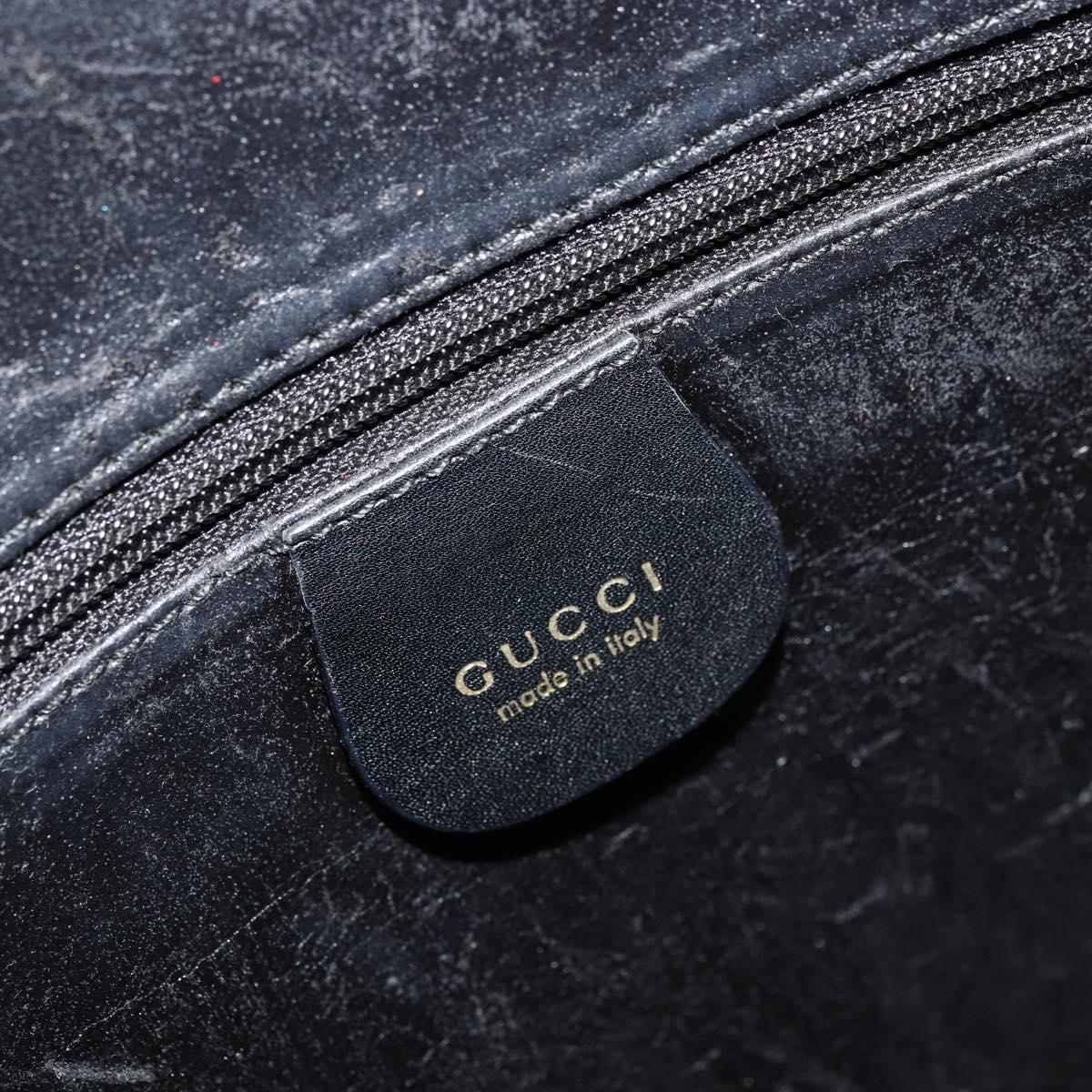 GUCCI Hand Bag Leather Black Gold 000 2058 0569 0 Auth bs34553