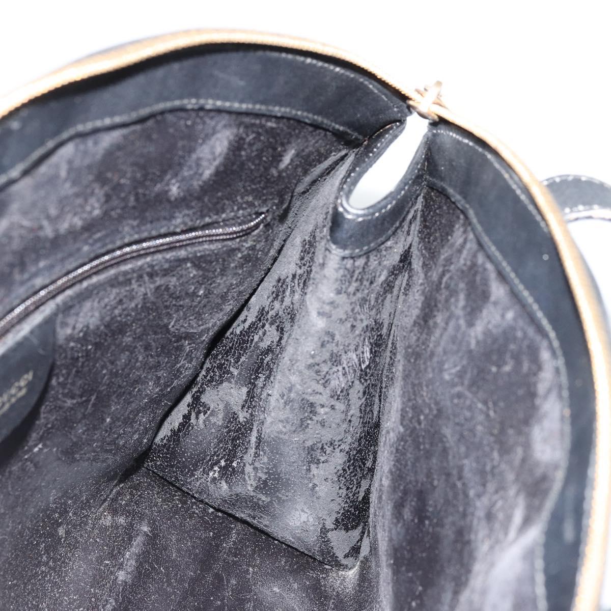 GUCCI Hand Bag Leather Black Gold 000 2058 0569 0 Auth bs34553