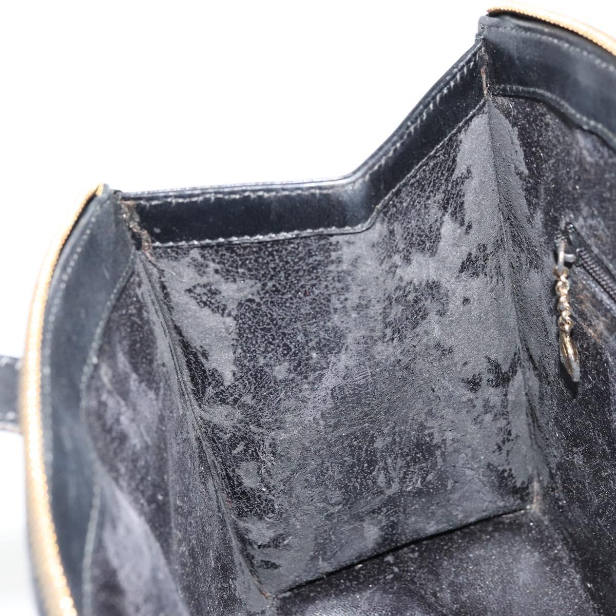 GUCCI Hand Bag Leather Black Gold 000 2058 0569 0 Auth bs34553