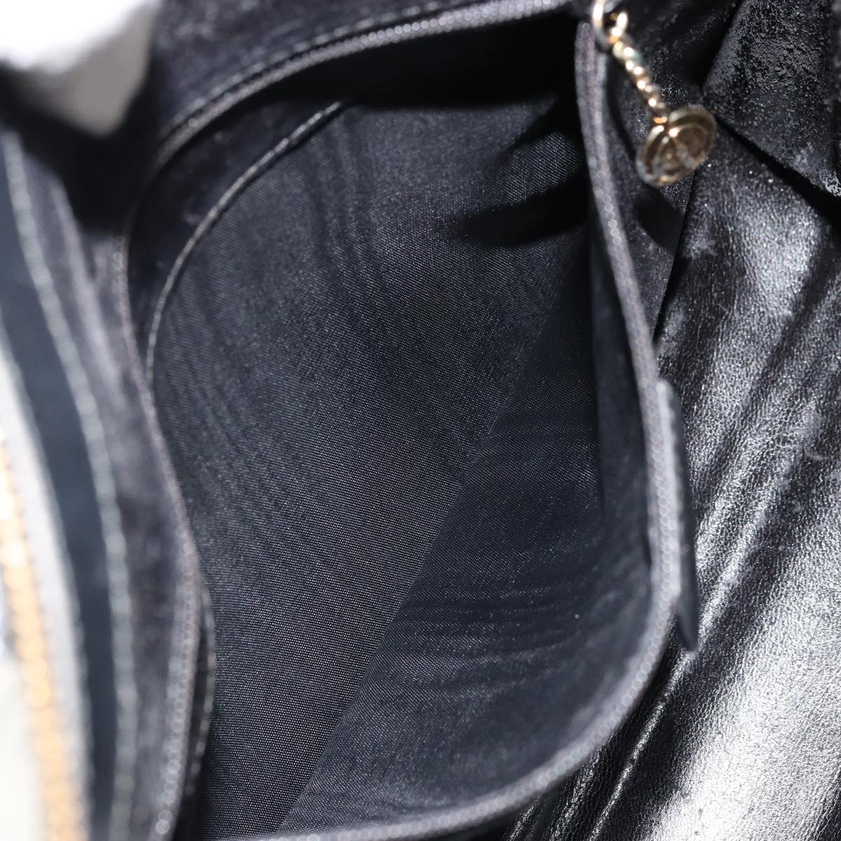 GUCCI Hand Bag Leather Black Gold 000 2058 0569 0 Auth bs34553