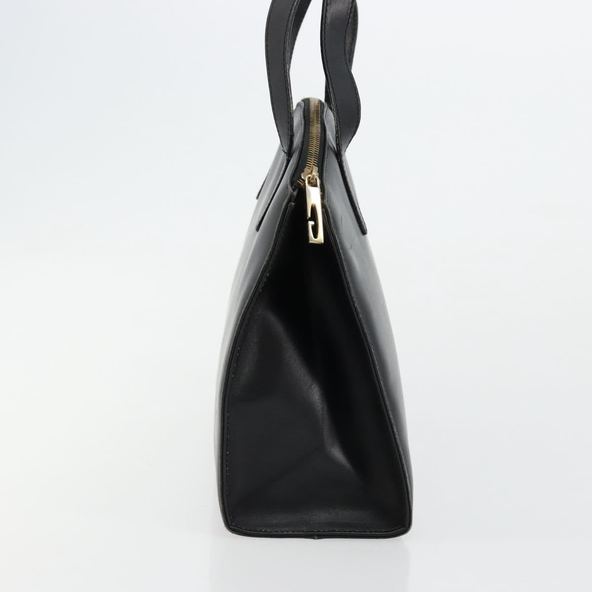GUCCI Hand Bag Leather Black Gold 000 2058 0569 0 Auth bs34553