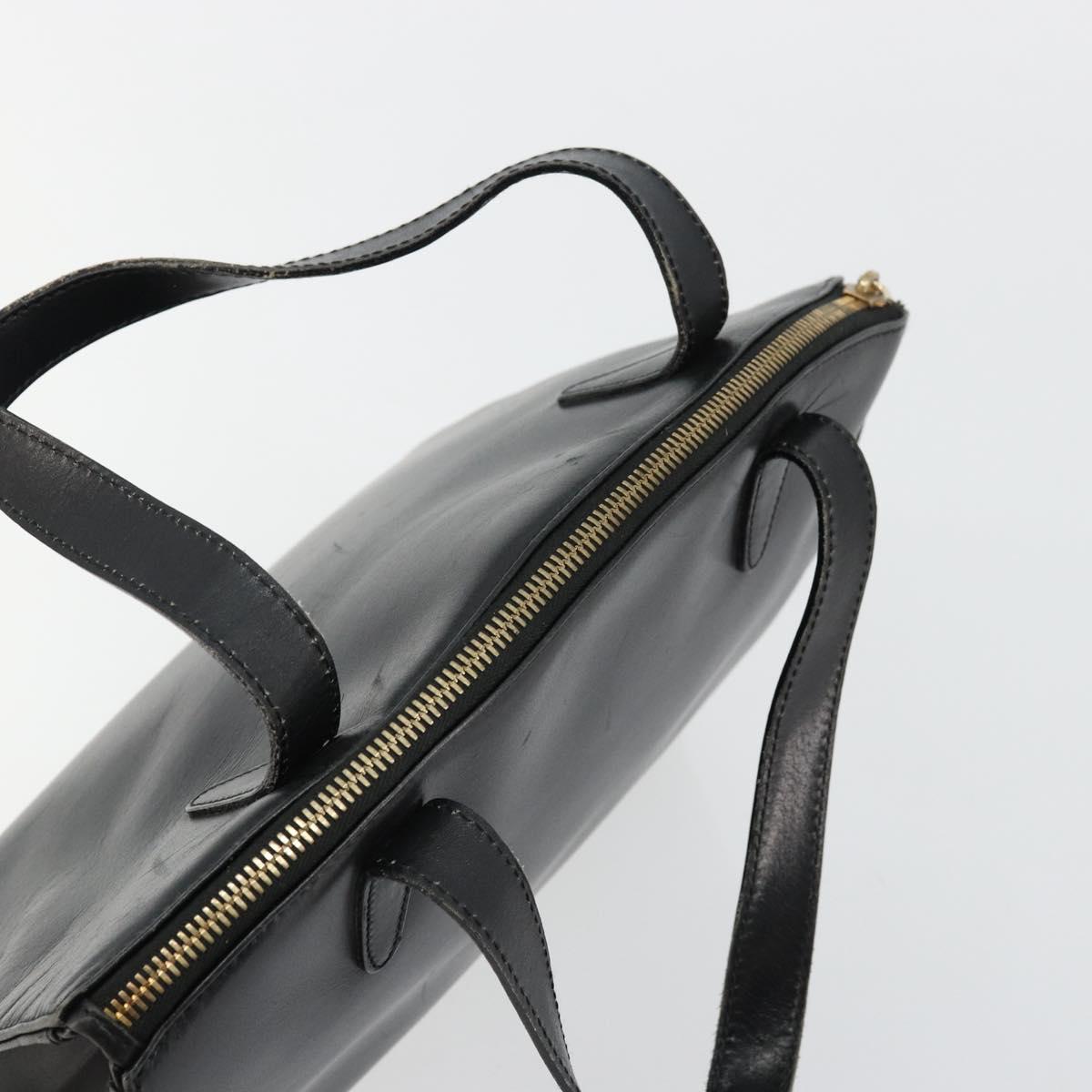 GUCCI Hand Bag Leather Black Gold 000 2058 0569 0 Auth bs34553