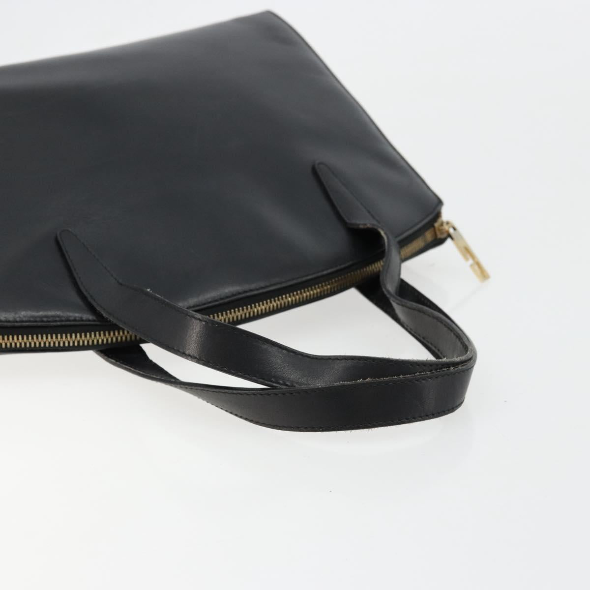GUCCI Hand Bag Leather Black Gold 000 2058 0569 0 Auth bs34553