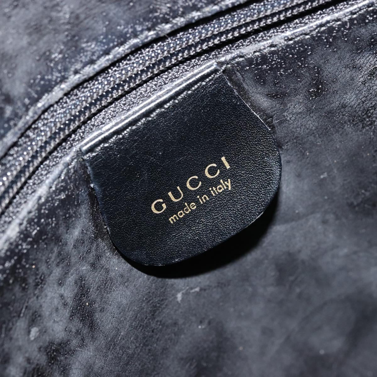 GUCCI Hand Bag Leather Black Gold 000 2058 0569 0 Auth bs34554