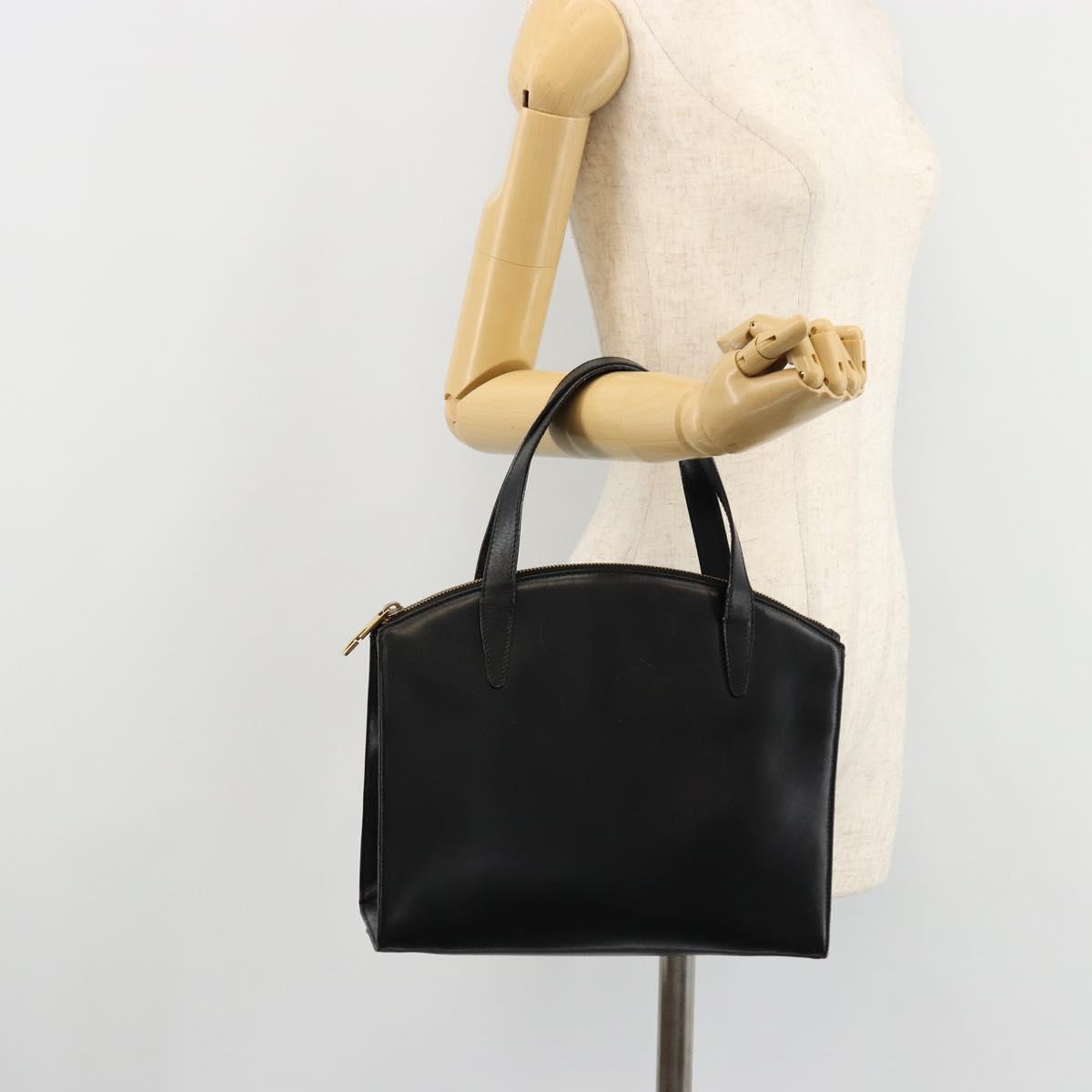 GUCCI Hand Bag Leather Black Gold 000 2058 0569 0 Auth bs34554