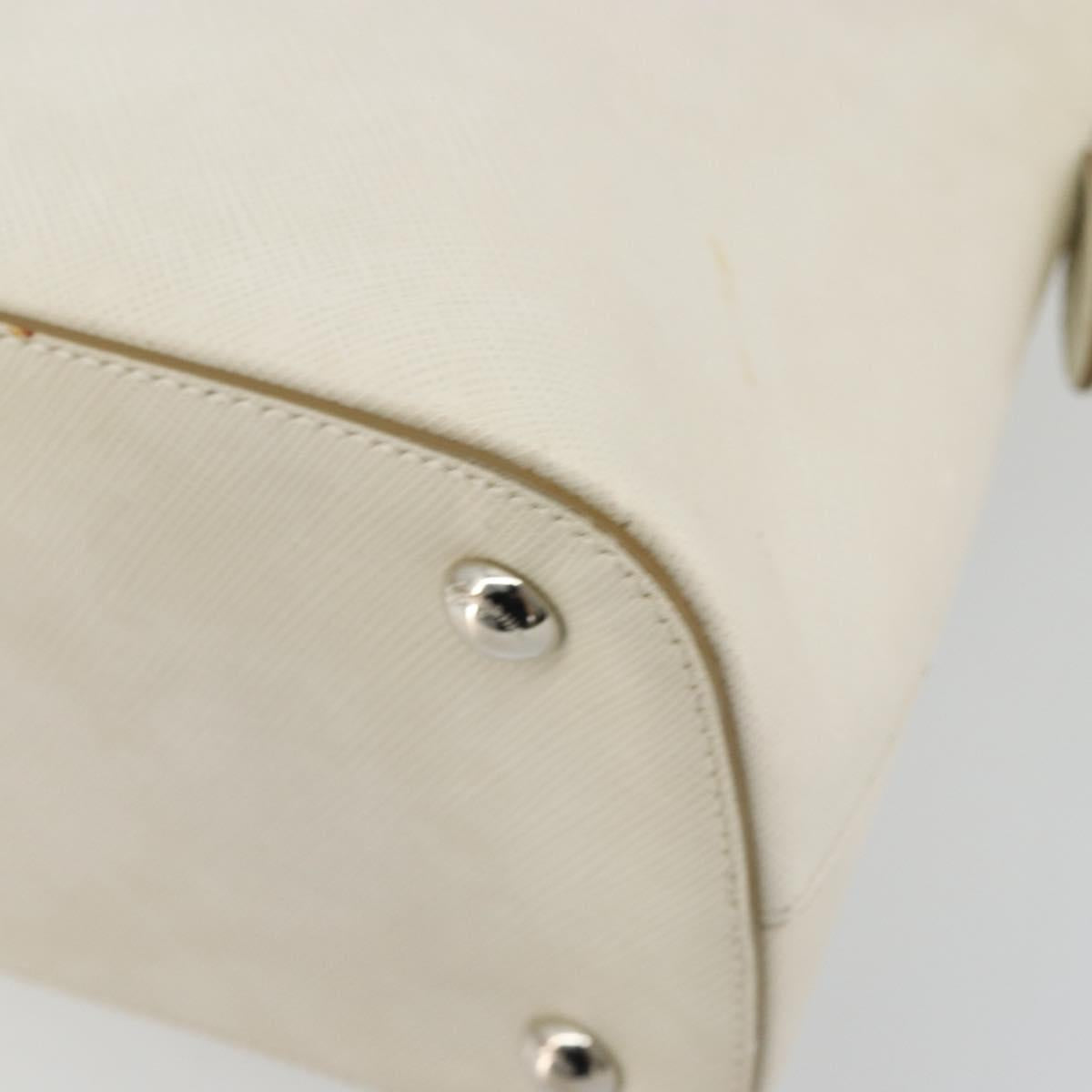 Salvatore Ferragamo Gancini Hand Bag Leather White Silver Auth bs34555