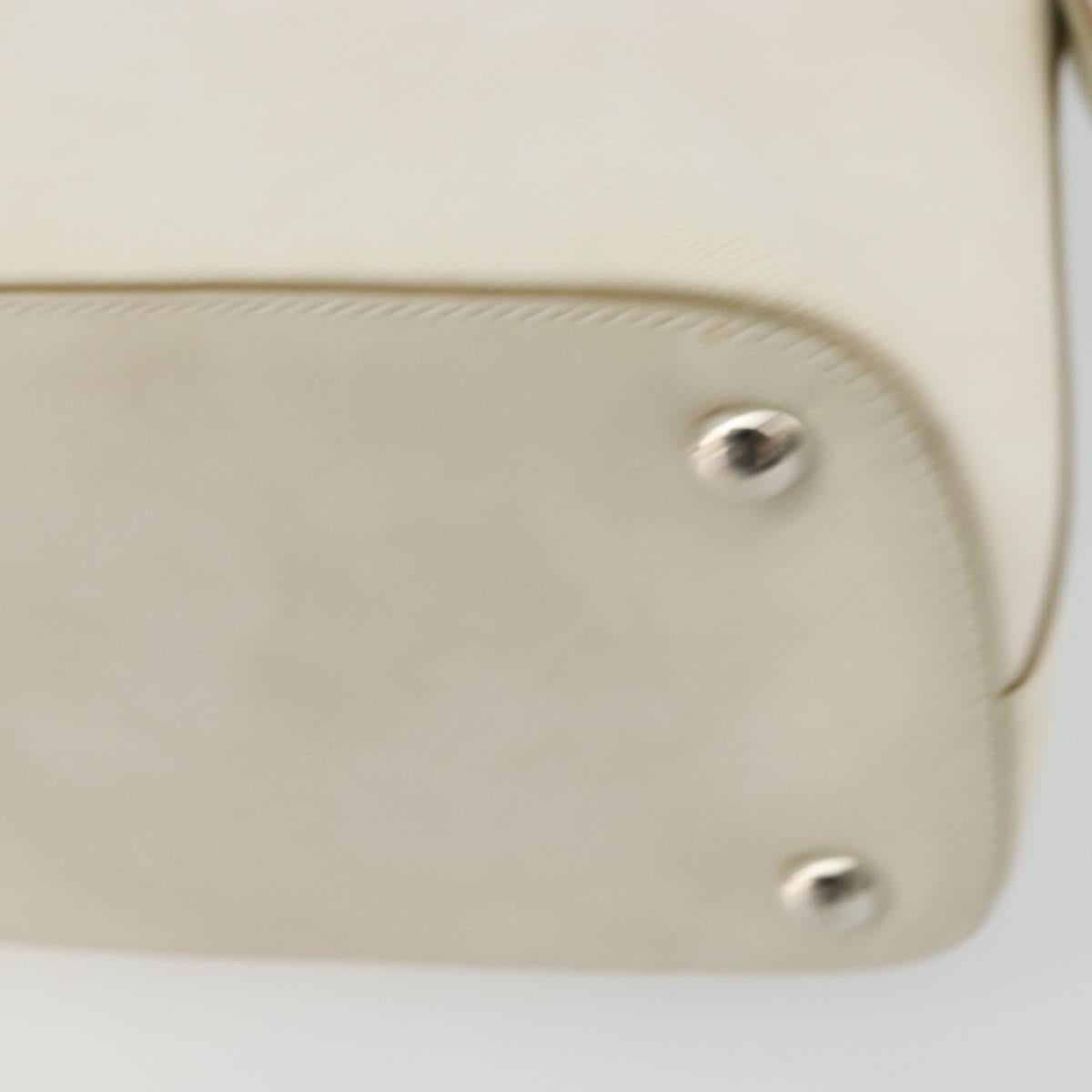 Salvatore Ferragamo Gancini Hand Bag Leather White Silver Auth bs34555