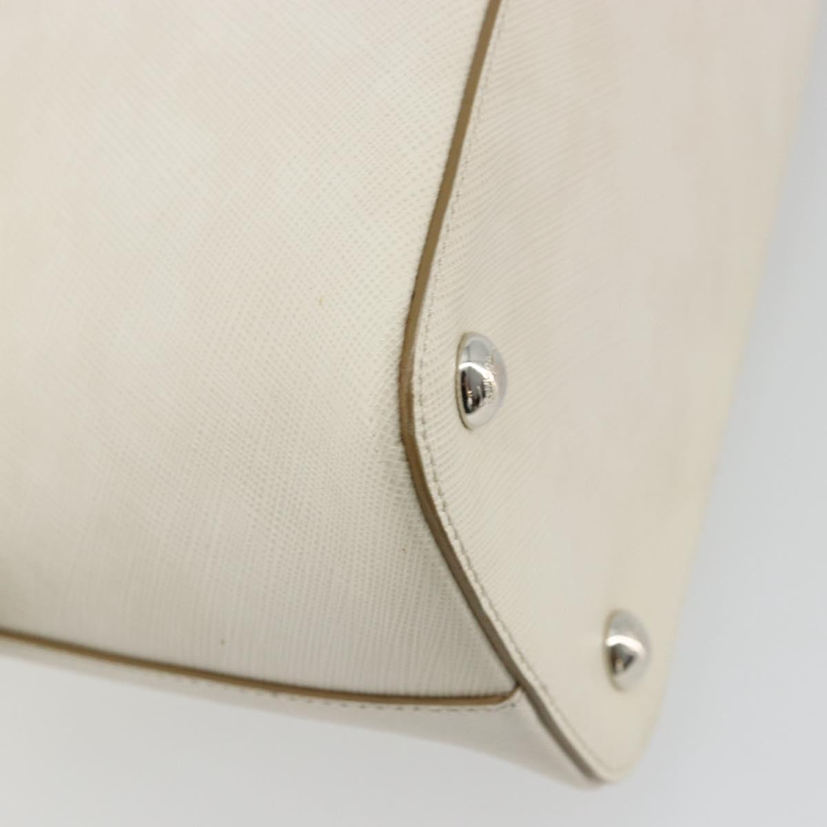 Salvatore Ferragamo Gancini Hand Bag Leather White Silver Auth bs34555