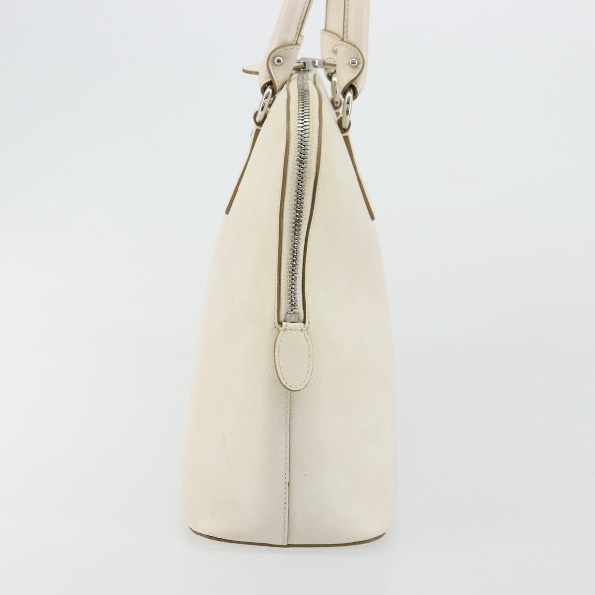 Salvatore Ferragamo Gancini Hand Bag Leather White Silver Auth bs34555
