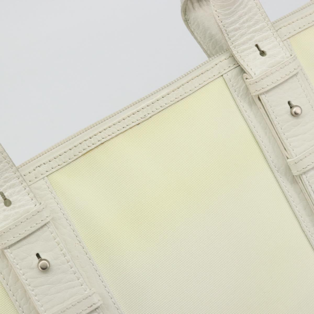 Salvatore Ferragamo Tote Bag Nylon White Silver Auth bs34557