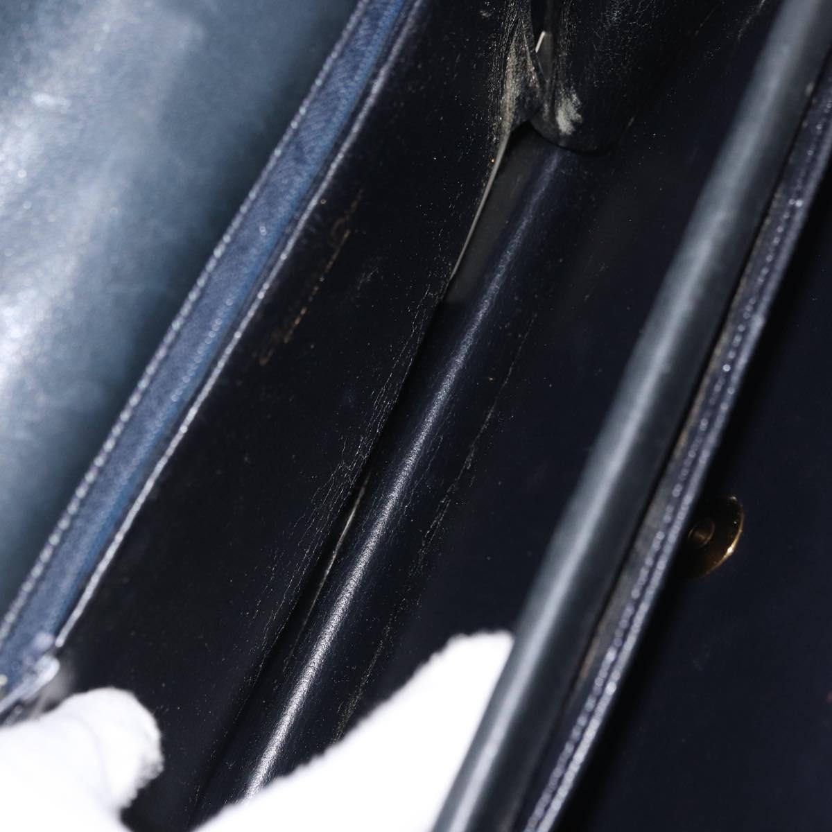Christian Dior Shoulder Bag Leather Navy Gold Auth bs34558