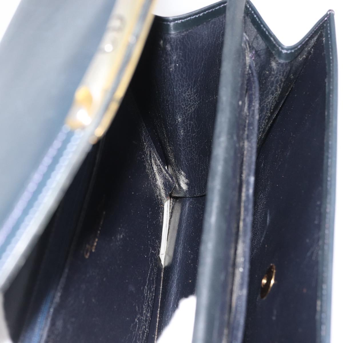 Christian Dior Shoulder Bag Leather Navy Gold Auth bs34558