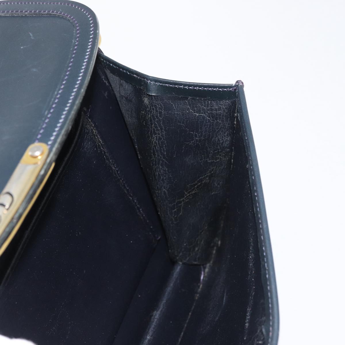 Christian Dior Shoulder Bag Leather Navy Gold Auth bs34558