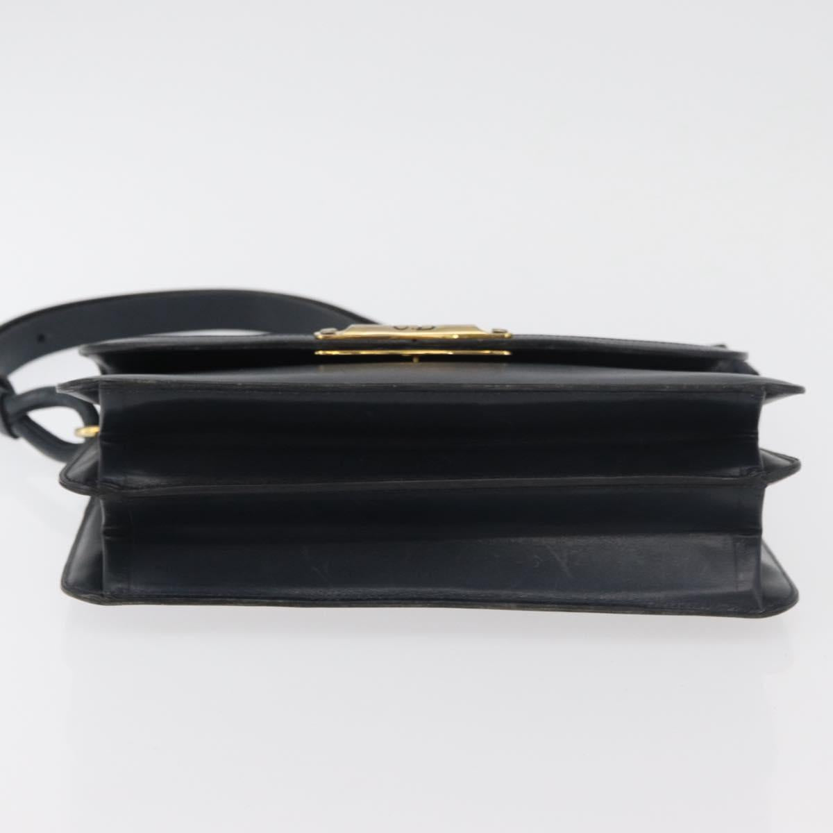 Christian Dior Shoulder Bag Leather Navy Gold Auth bs34558