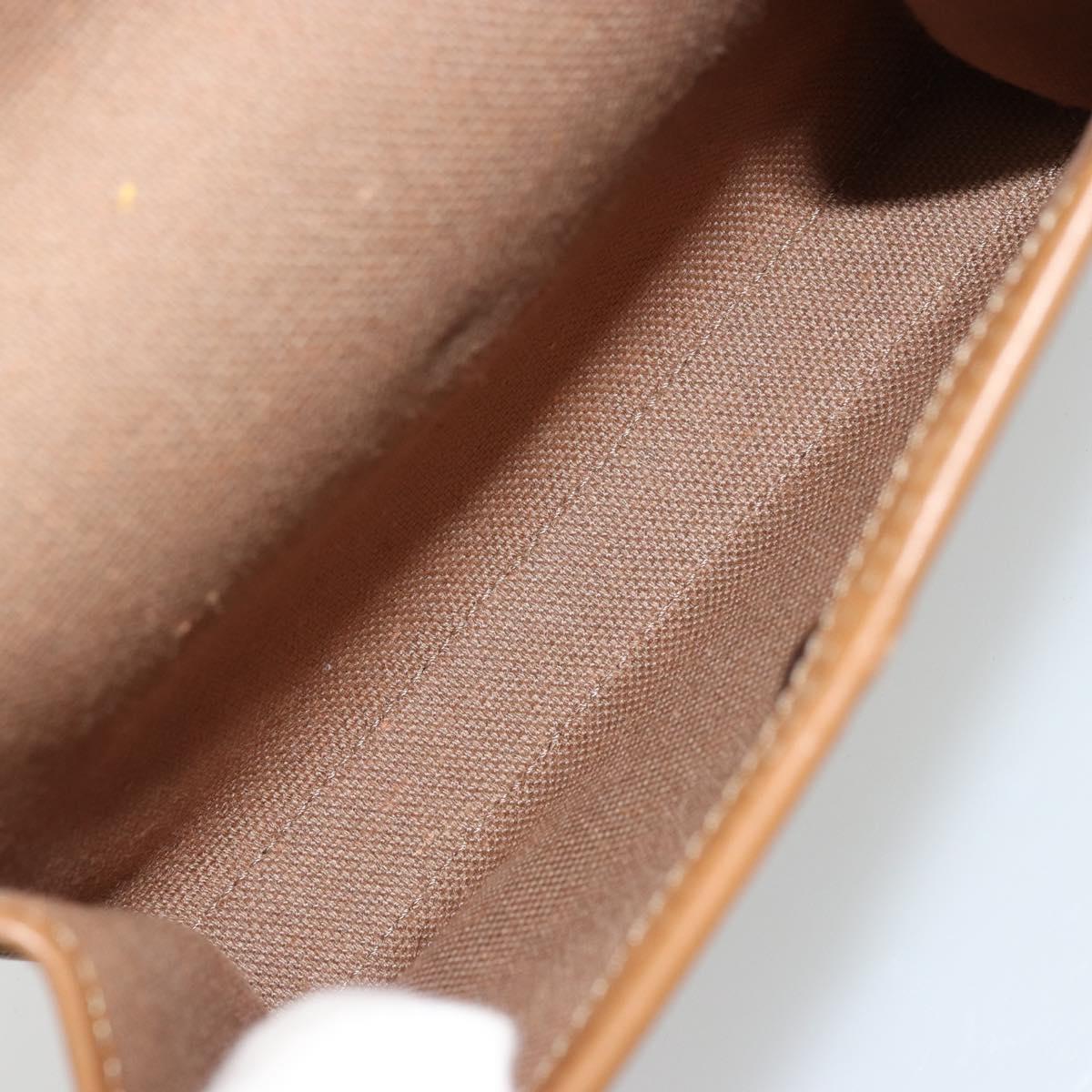 Christian Dior Honeycomb Canvas Pouch PVC Leather Beige Gold Auth bs34559A