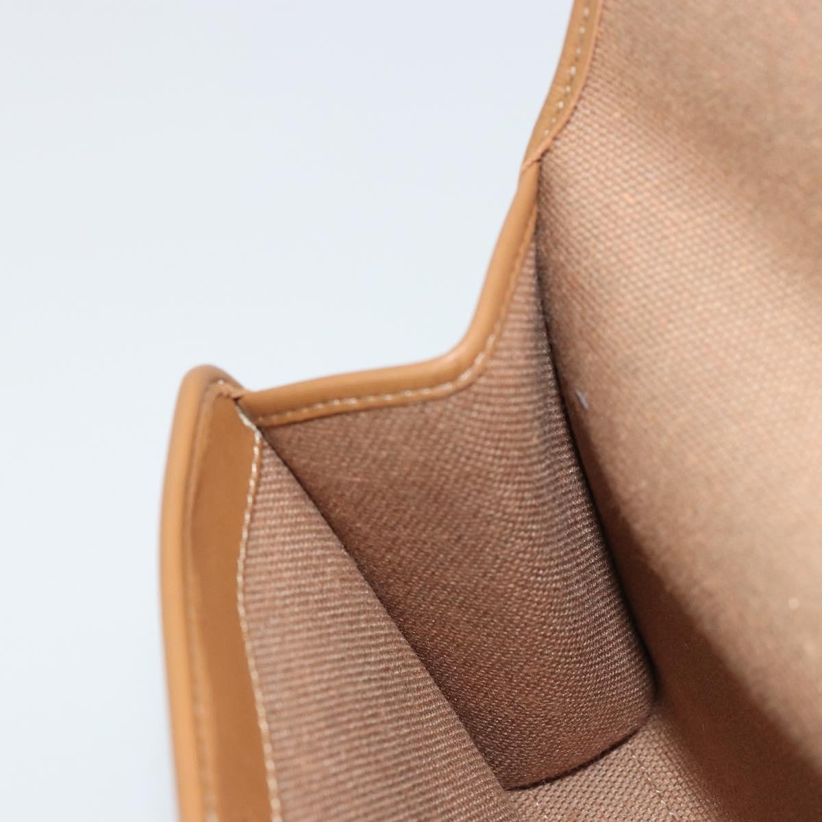 Christian Dior Honeycomb Canvas Pouch PVC Leather Beige Gold Auth bs34559A