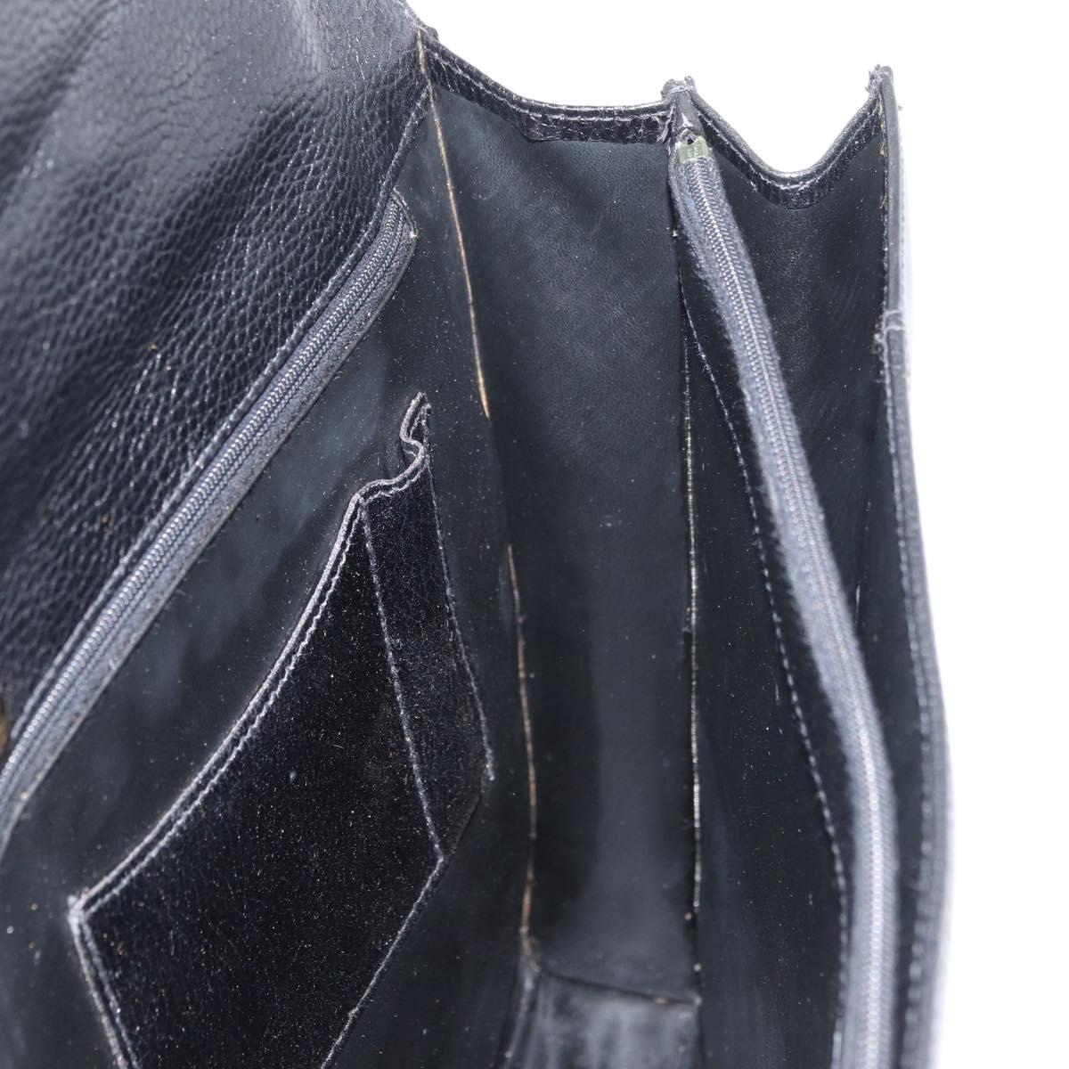 BALLY Business Bag Leather Black Gold Auth bs34560