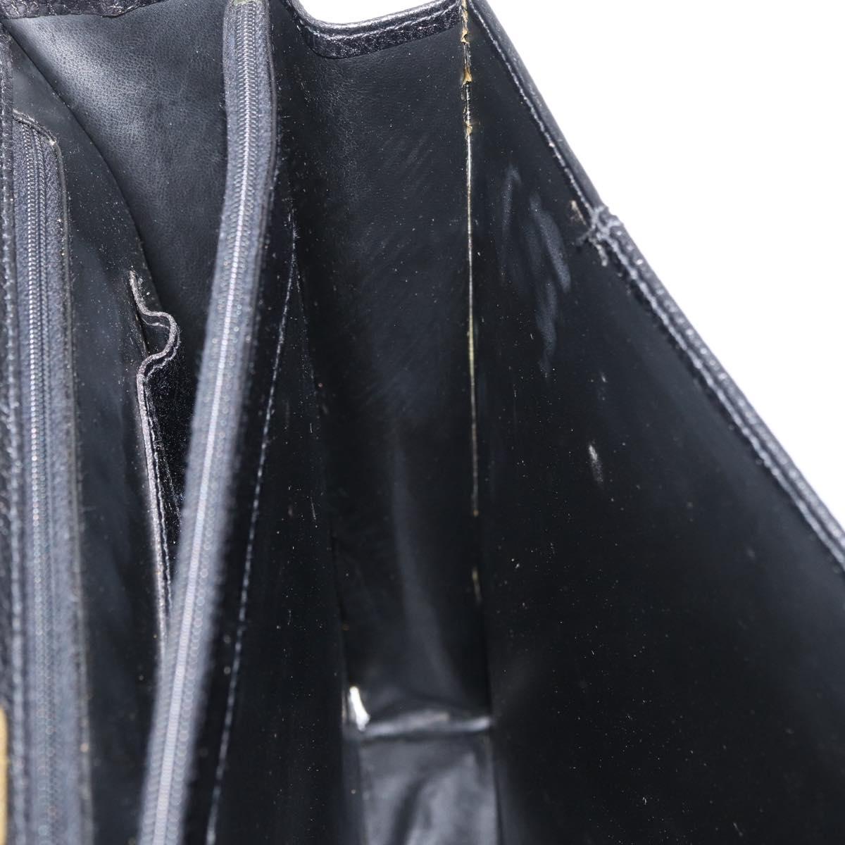 BALLY Business Bag Leather Black Gold Auth bs34560