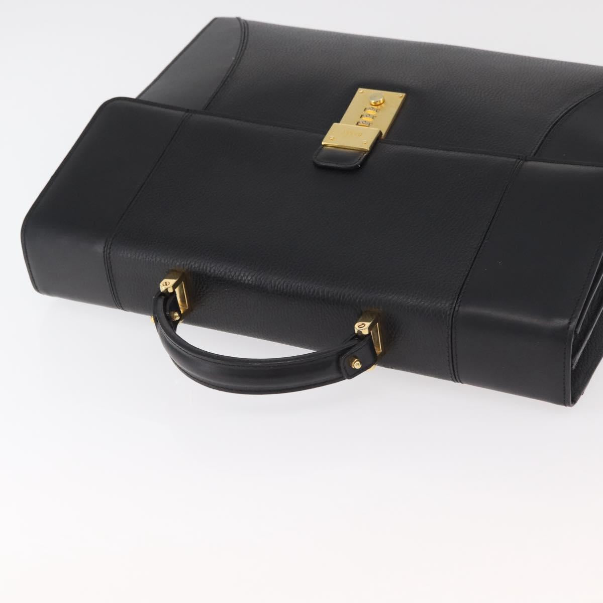 BALLY Business Bag Leather Black Gold Auth bs34560