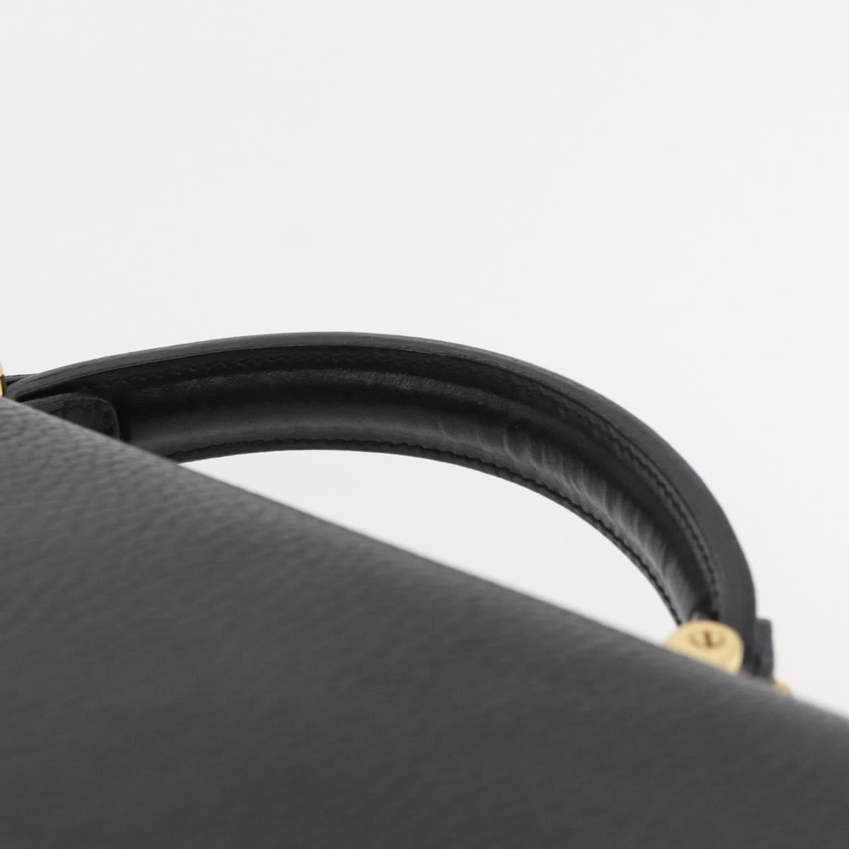 BALLY Business Bag Leather Black Gold Auth bs34560