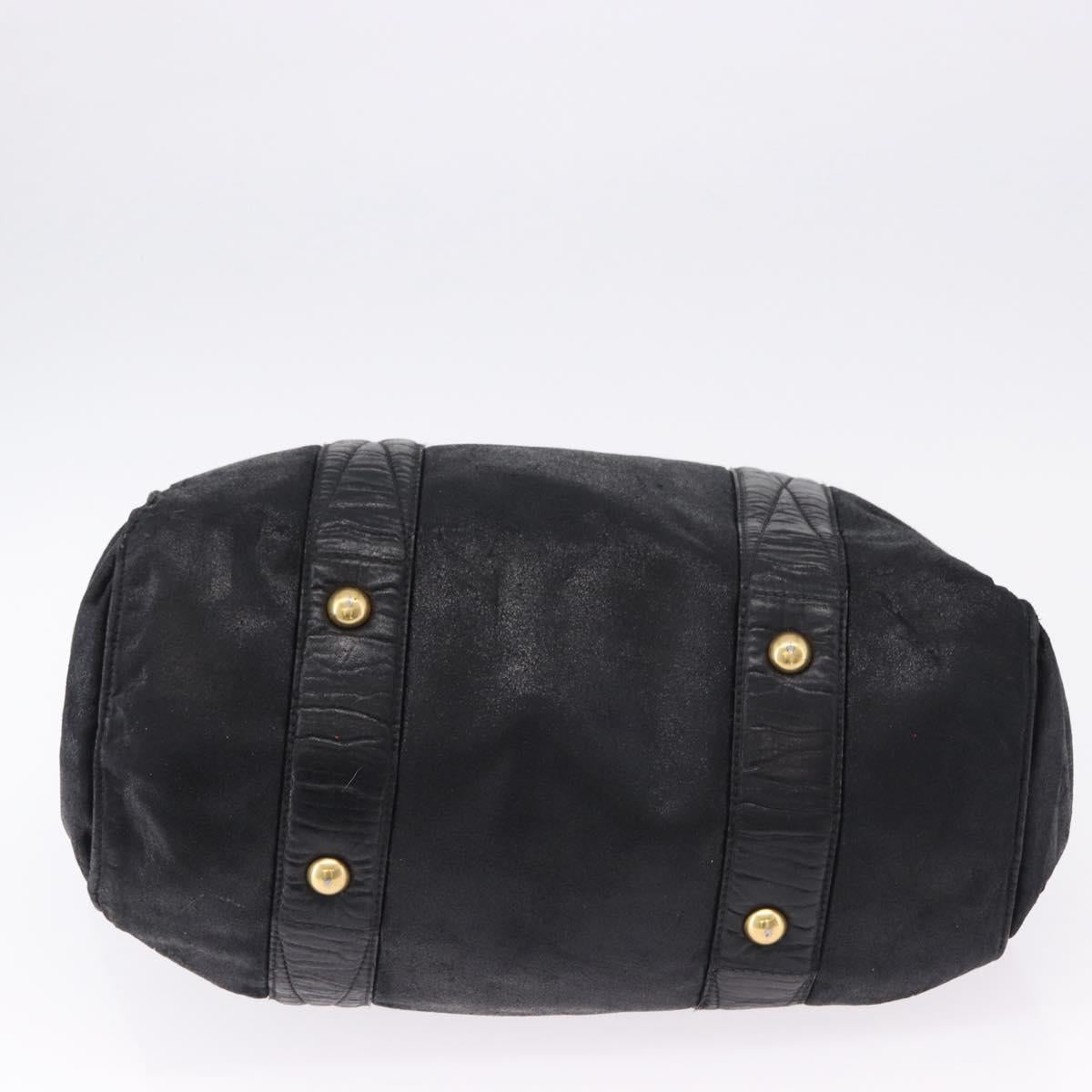 Miu Miu Tote Bag Leather Black Gold Auth bs34561