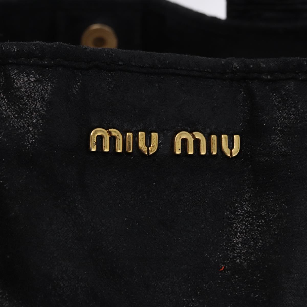 Miu Miu Tote Bag Leather Black Gold Auth bs34561
