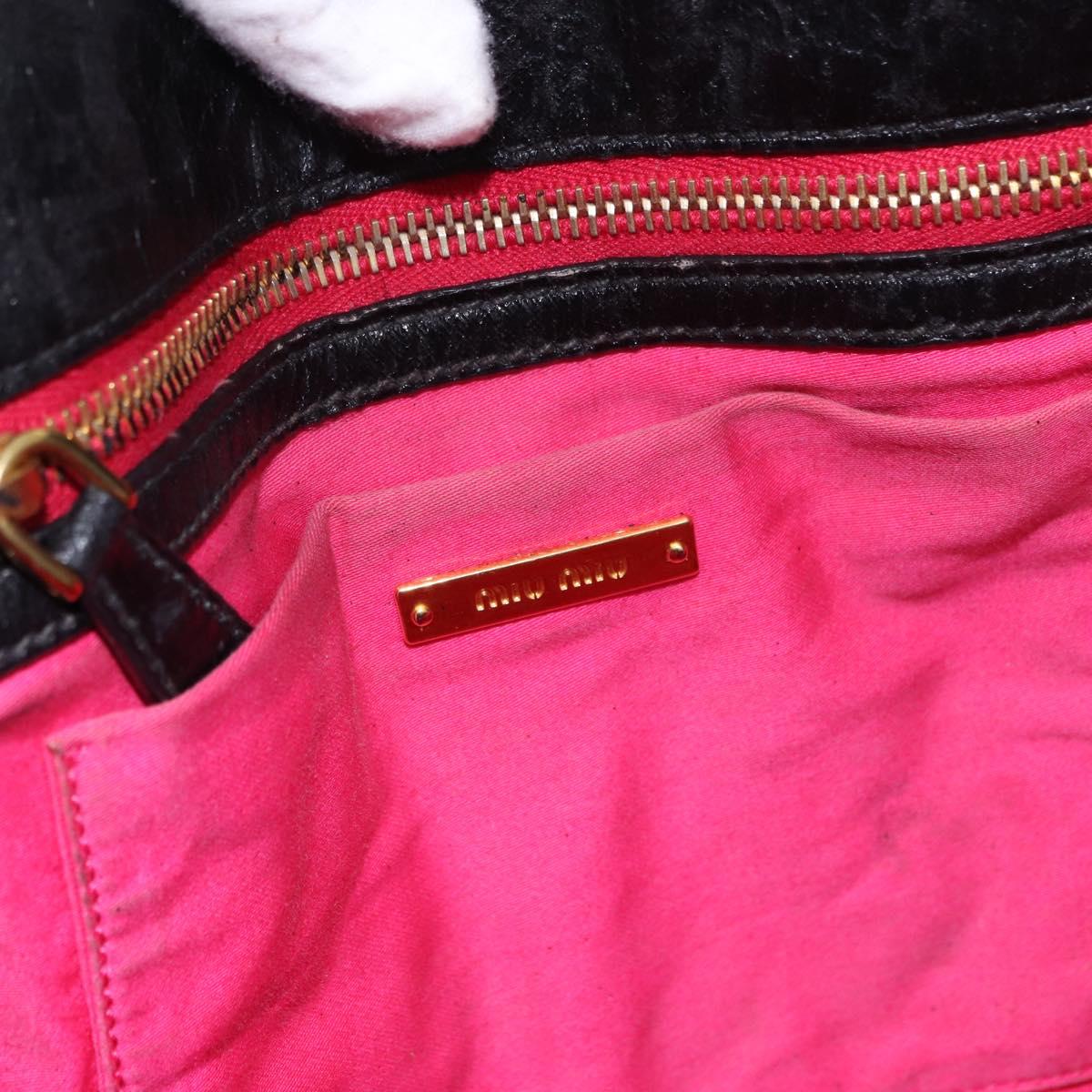 Miu Miu Tote Bag Leather Black Gold Auth bs34561