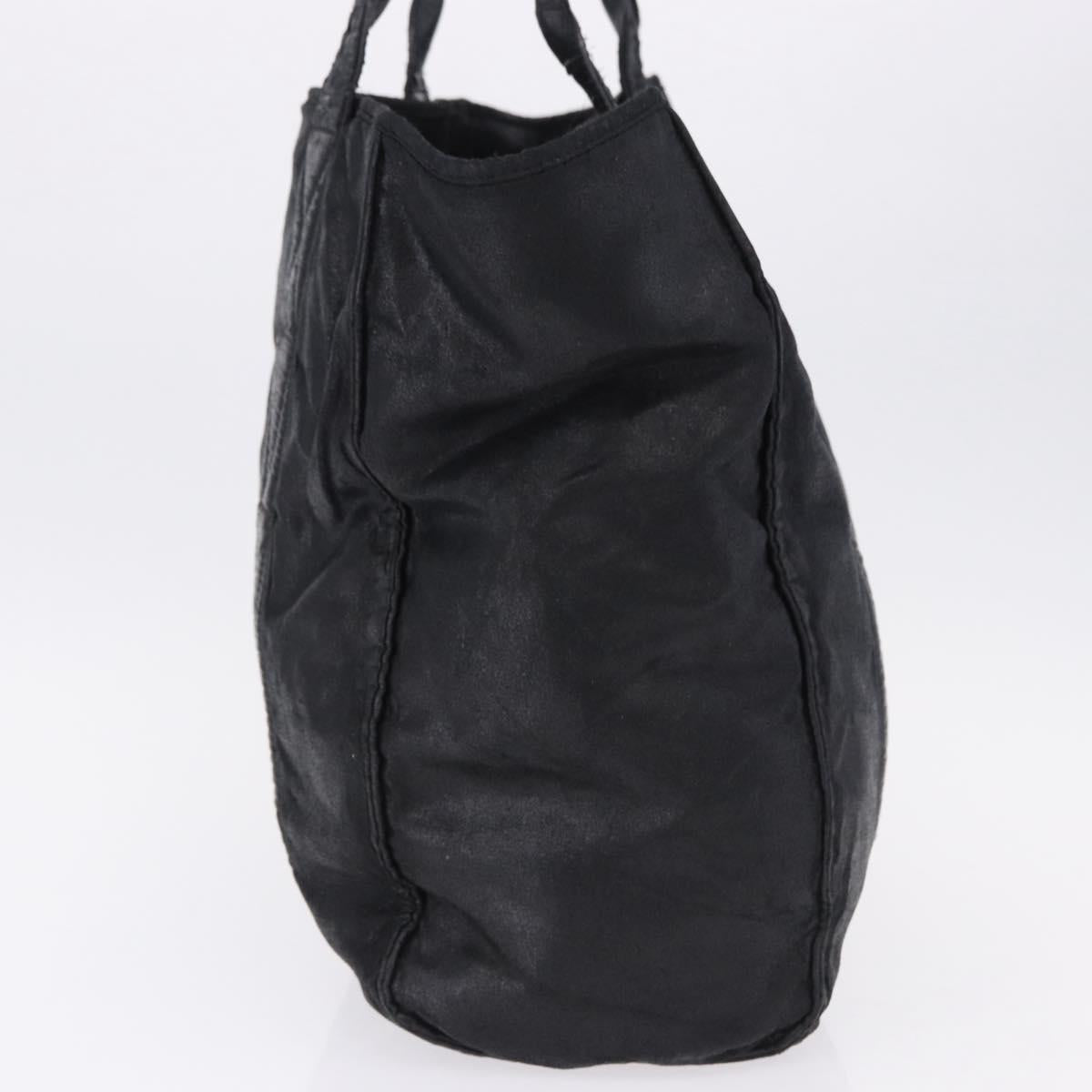 Miu Miu Tote Bag Leather Black Gold Auth bs34561