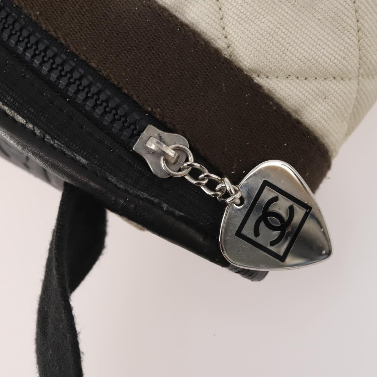 CHANEL Sports Line Shoulder Bag Canvas White Silver CC Auth bs34562