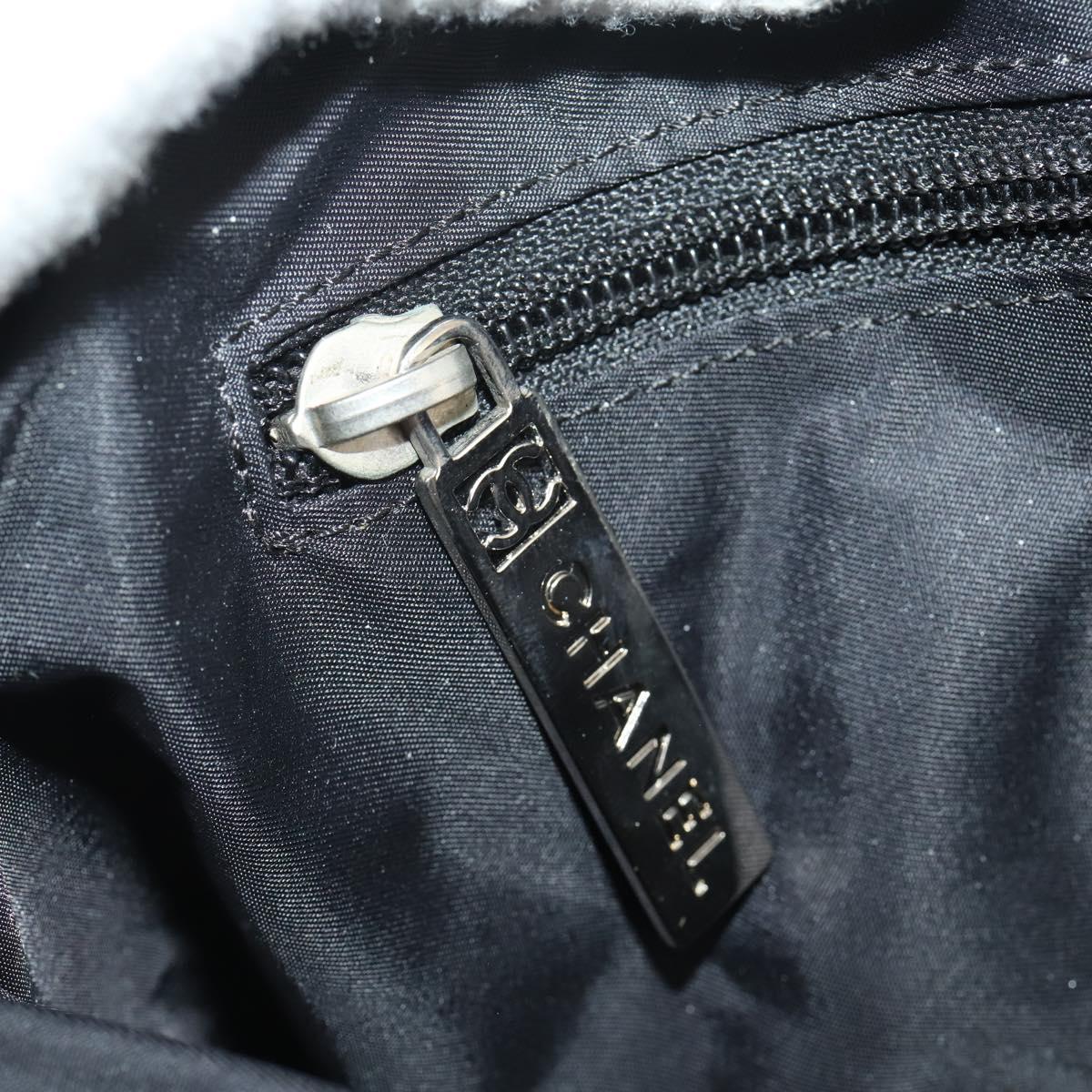 CHANEL Sports Line Shoulder Bag Canvas White Silver CC Auth bs34562