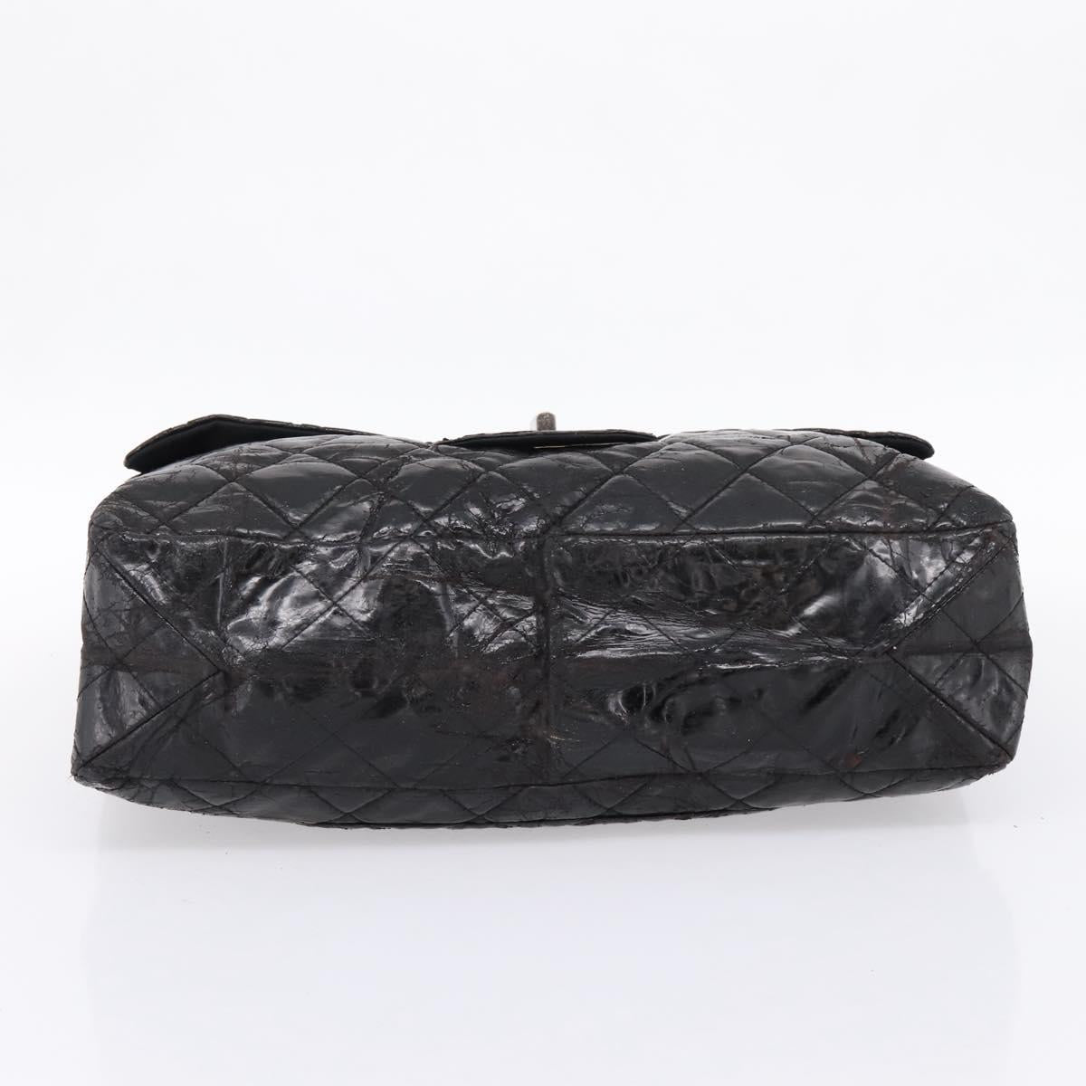 CHANEL Chain Matelasse 2.55 Shoulder Bag Patent leather Black CC Auth bs34563
