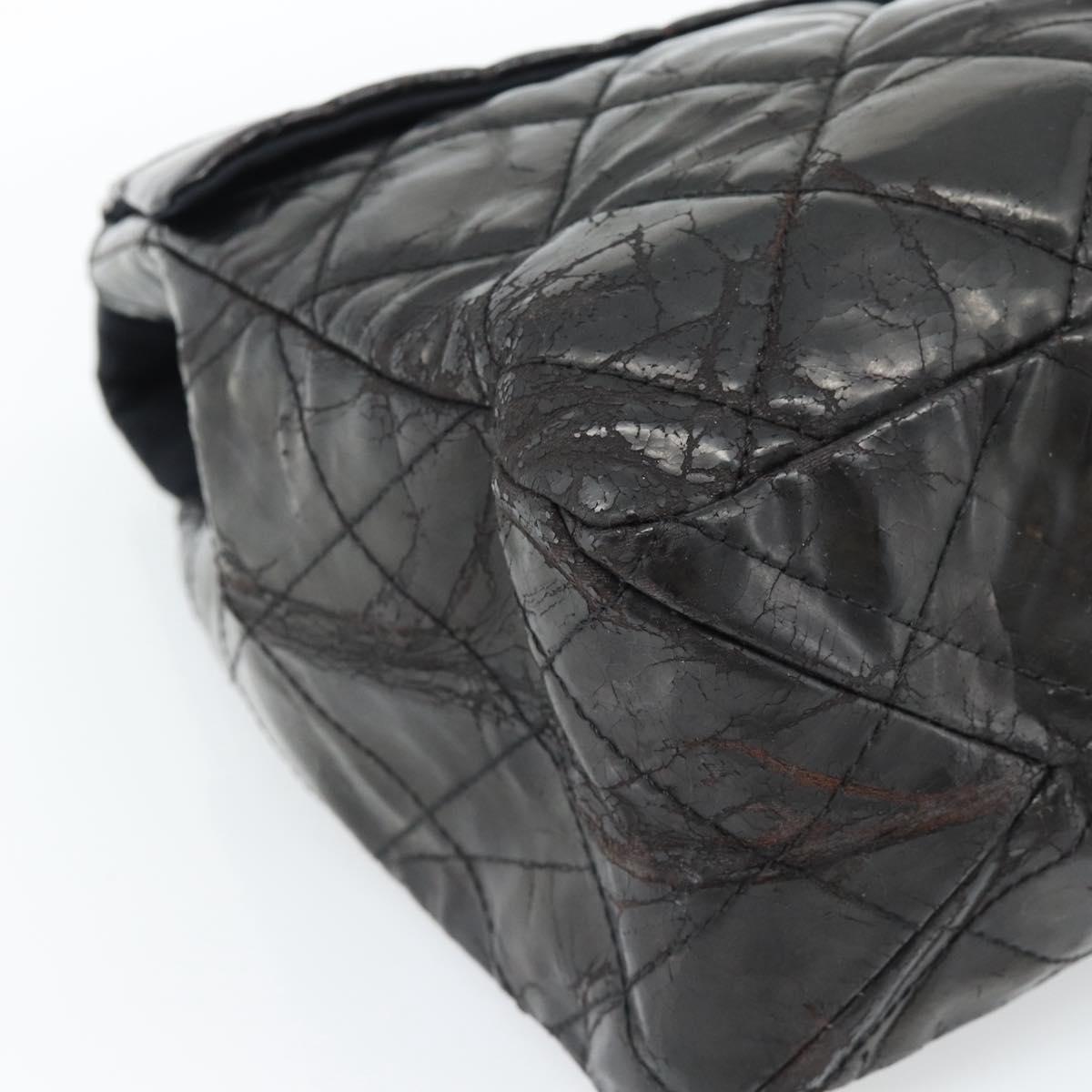 CHANEL Chain Matelasse 2.55 Shoulder Bag Patent leather Black CC Auth bs34563