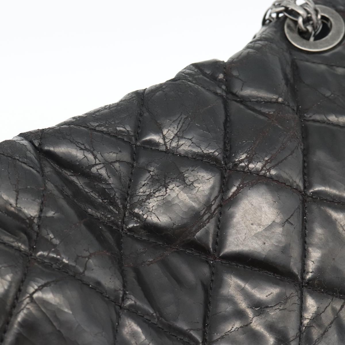 CHANEL Chain Matelasse 2.55 Shoulder Bag Patent leather Black CC Auth bs34563