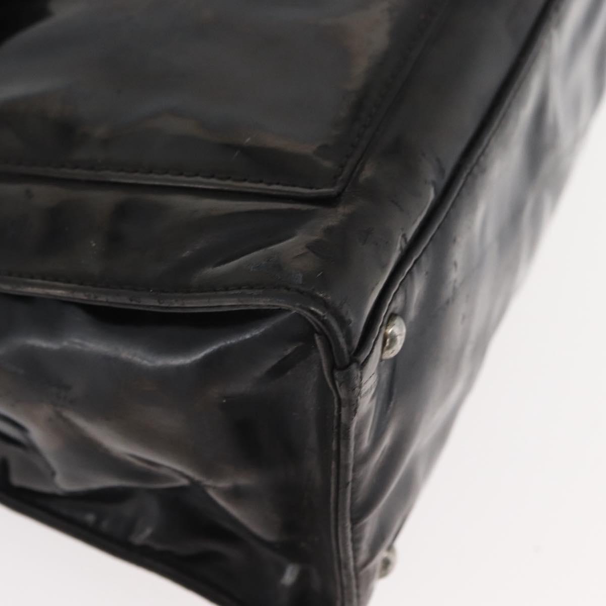 CHANEL Chain Shoulder Bag Patent leather Black Silver CC Auth bs34564