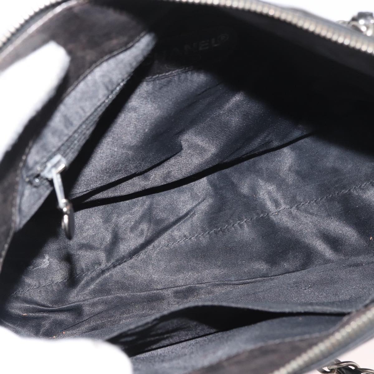 CHANEL Chain Shoulder Bag Patent leather Black Silver CC Auth bs34564
