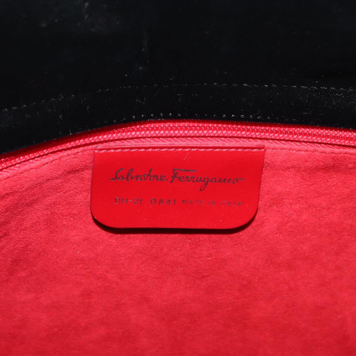 Salvatore Ferragamo Tote Bag Velor Black Silver Auth bs34565A