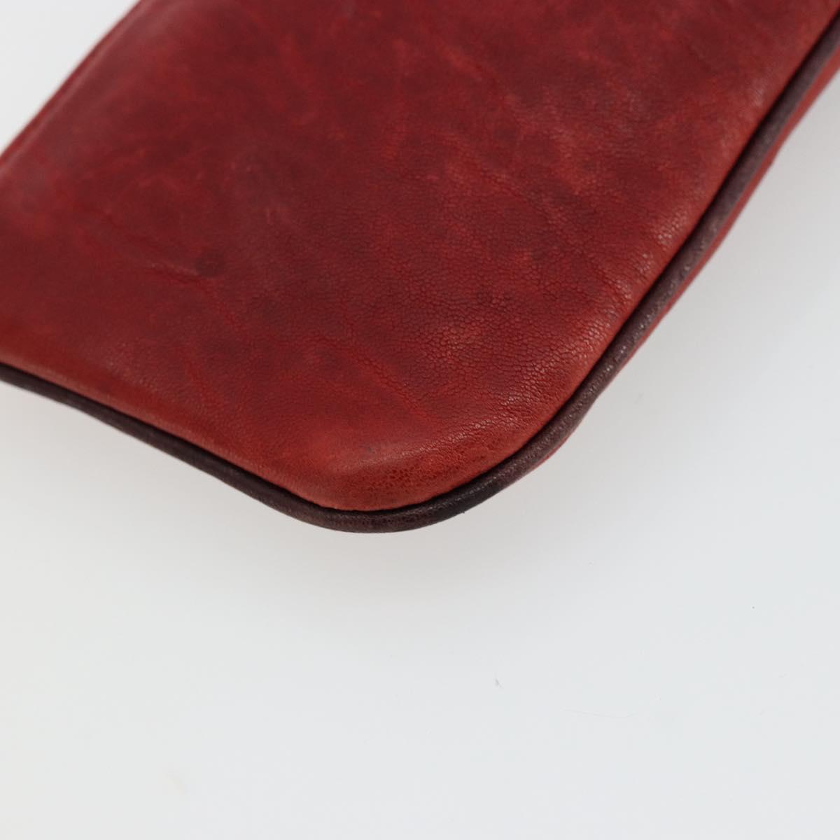 Miu Miu Hand Pouch Hand Bag Leather Red Auth bs34578