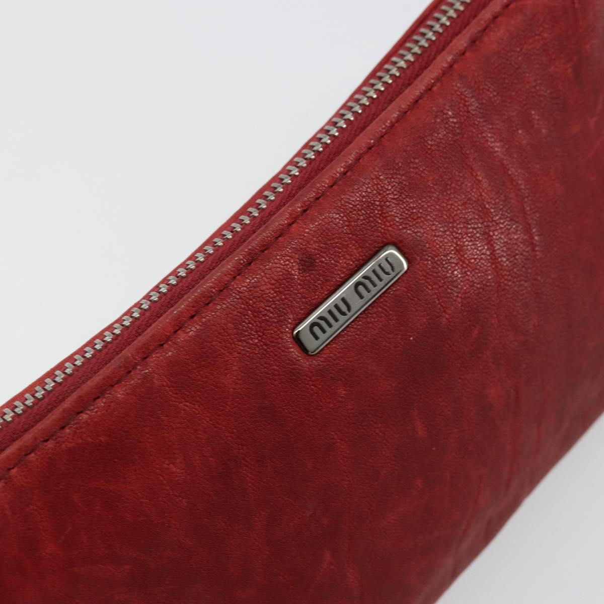 Miu Miu Hand Pouch Hand Bag Leather Red Auth bs34578