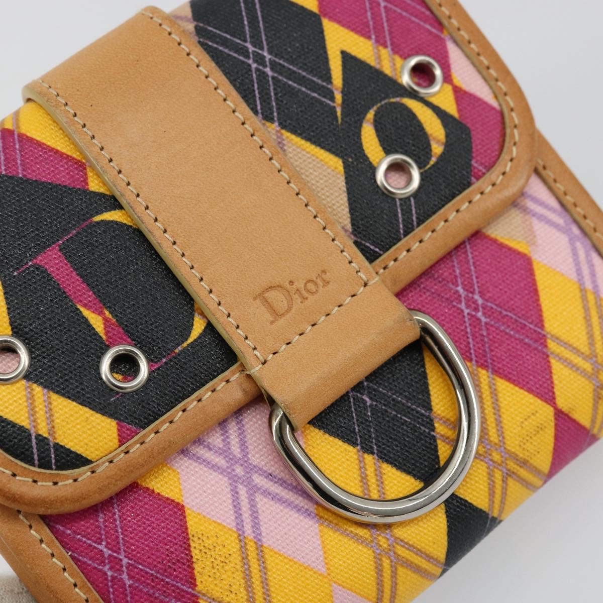 Christian Dior Bifold Wallet Coated Canvas Pink Silver Auth bs34579A
