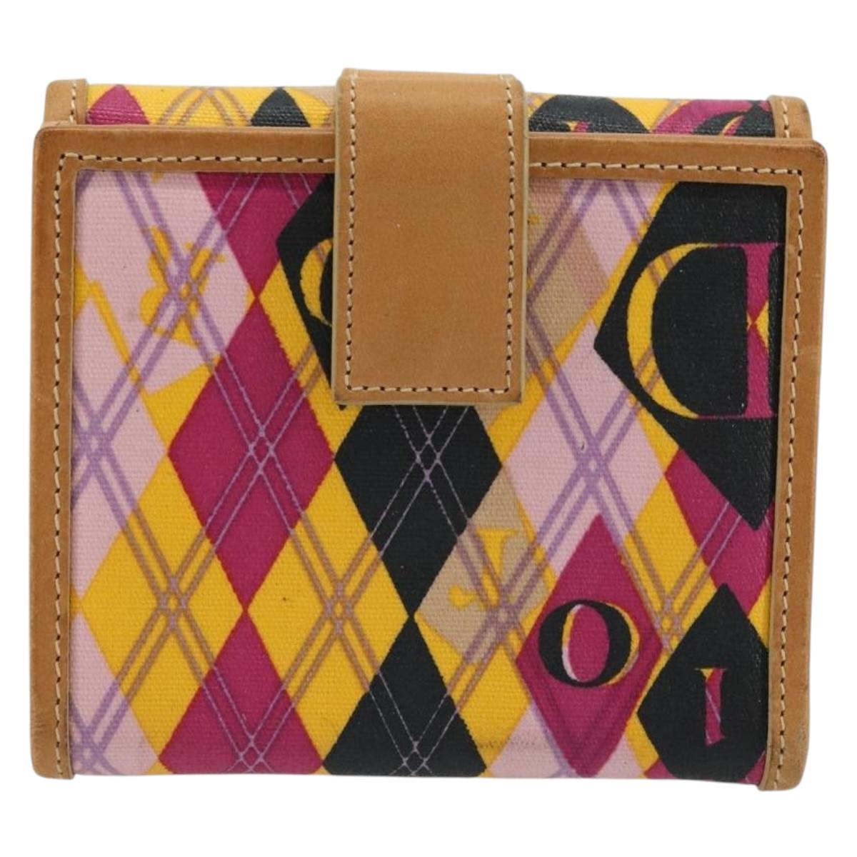 Christian Dior Bifold Wallet Coated Canvas Pink Silver Auth bs34579A
