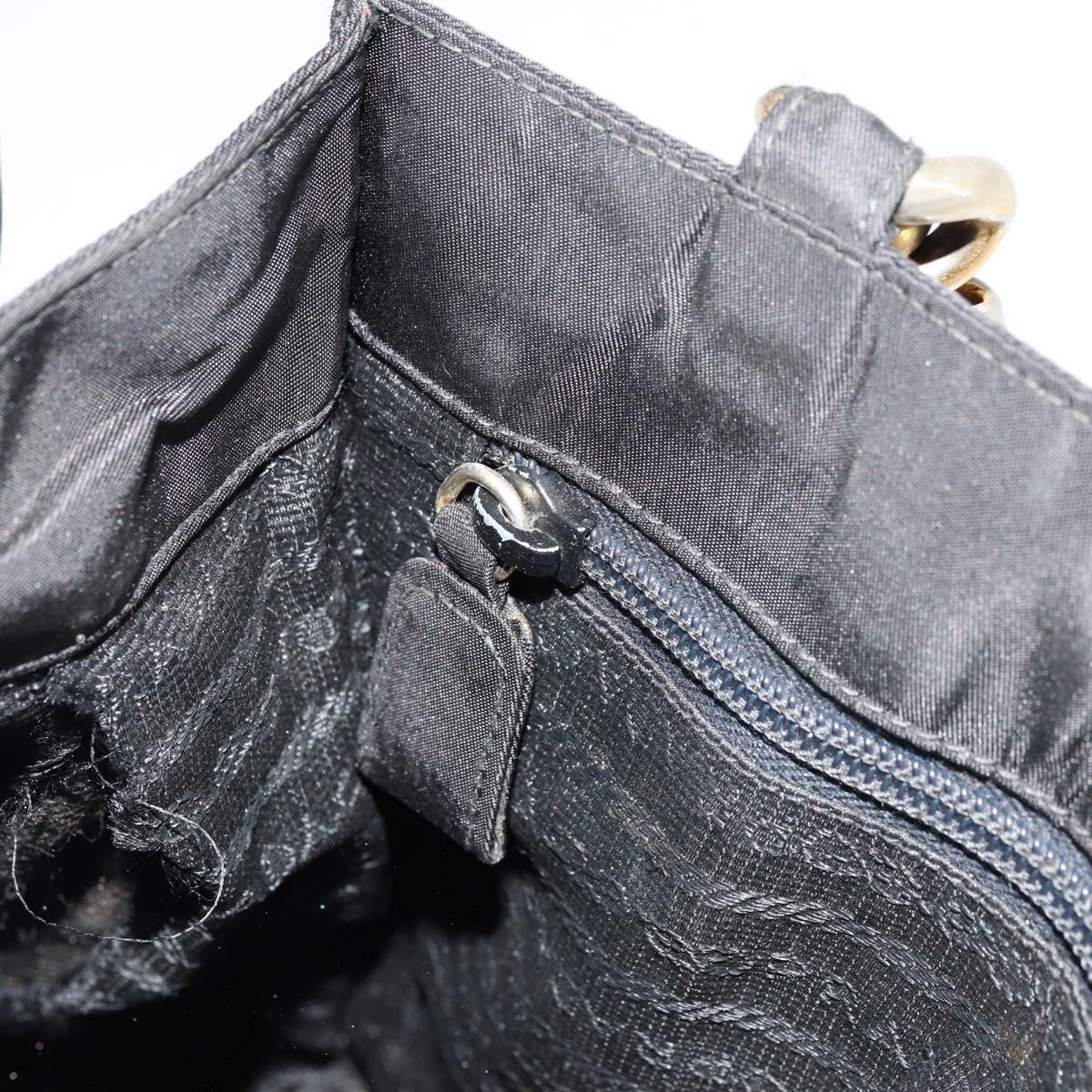 PRADA Chain Hand Bag Nylon Black Gold Auth bs34582