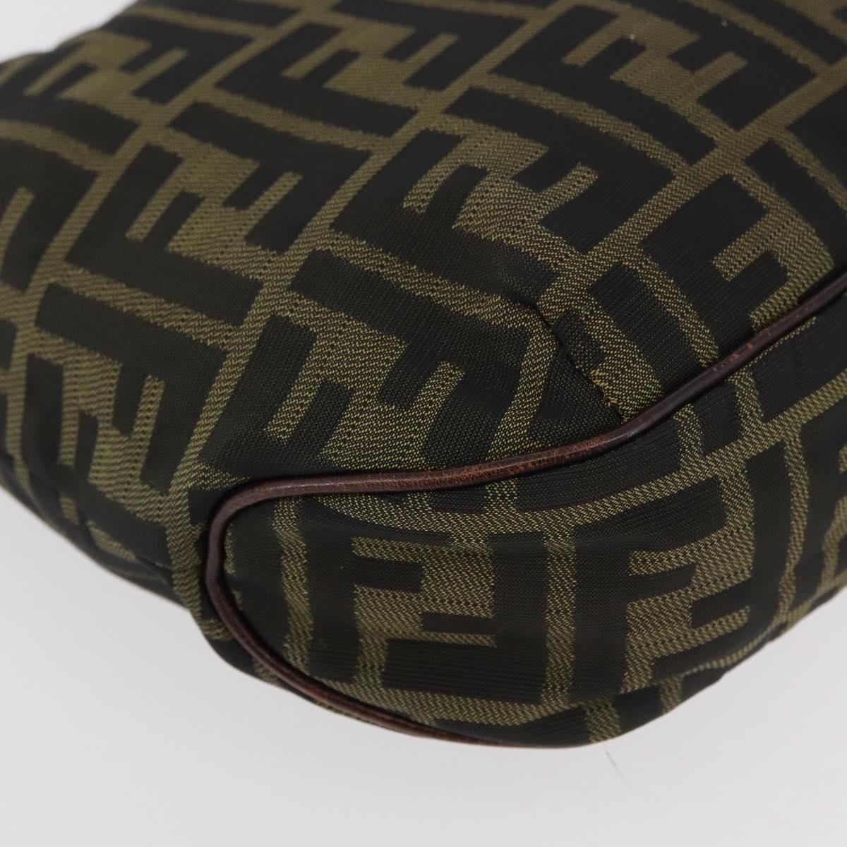 FENDI Zucca Canvas Hand Bag Black Brown Auth bs34584