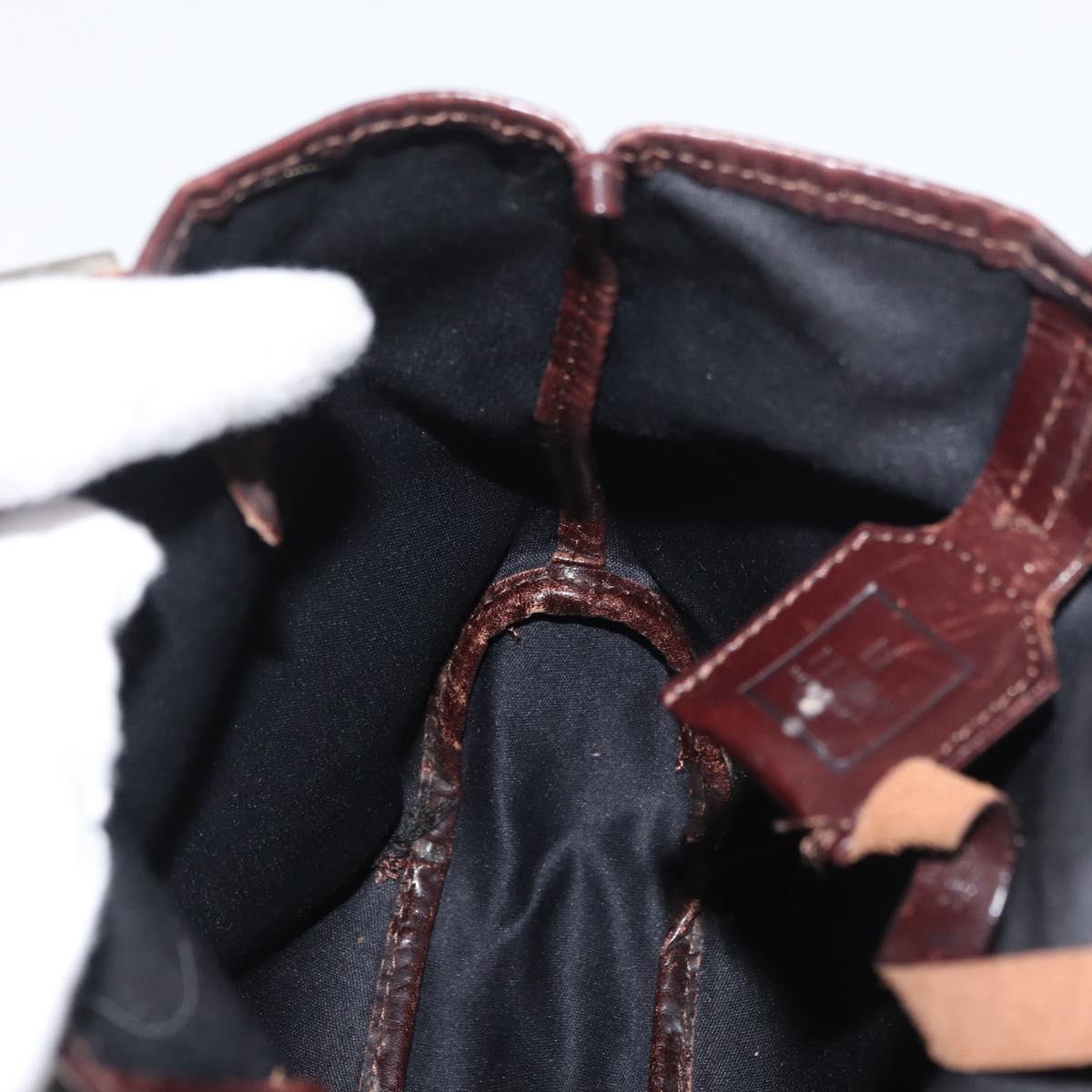 FENDI Zucca Canvas Hand Bag Black Brown Auth bs34584