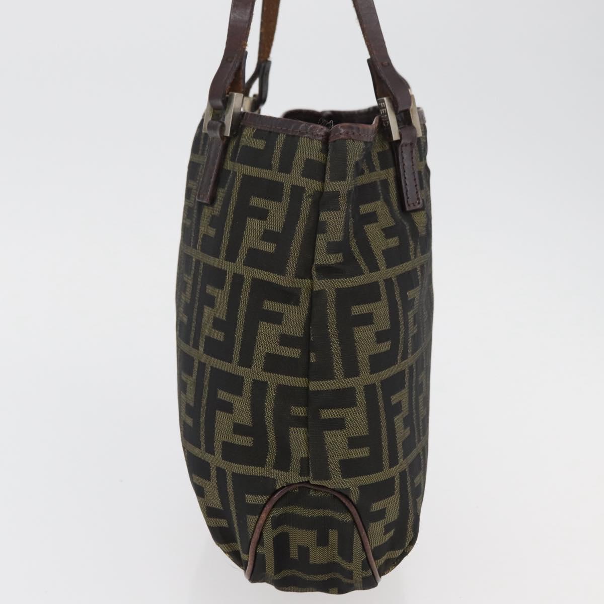 FENDI Zucca Canvas Hand Bag Black Brown Auth bs34584