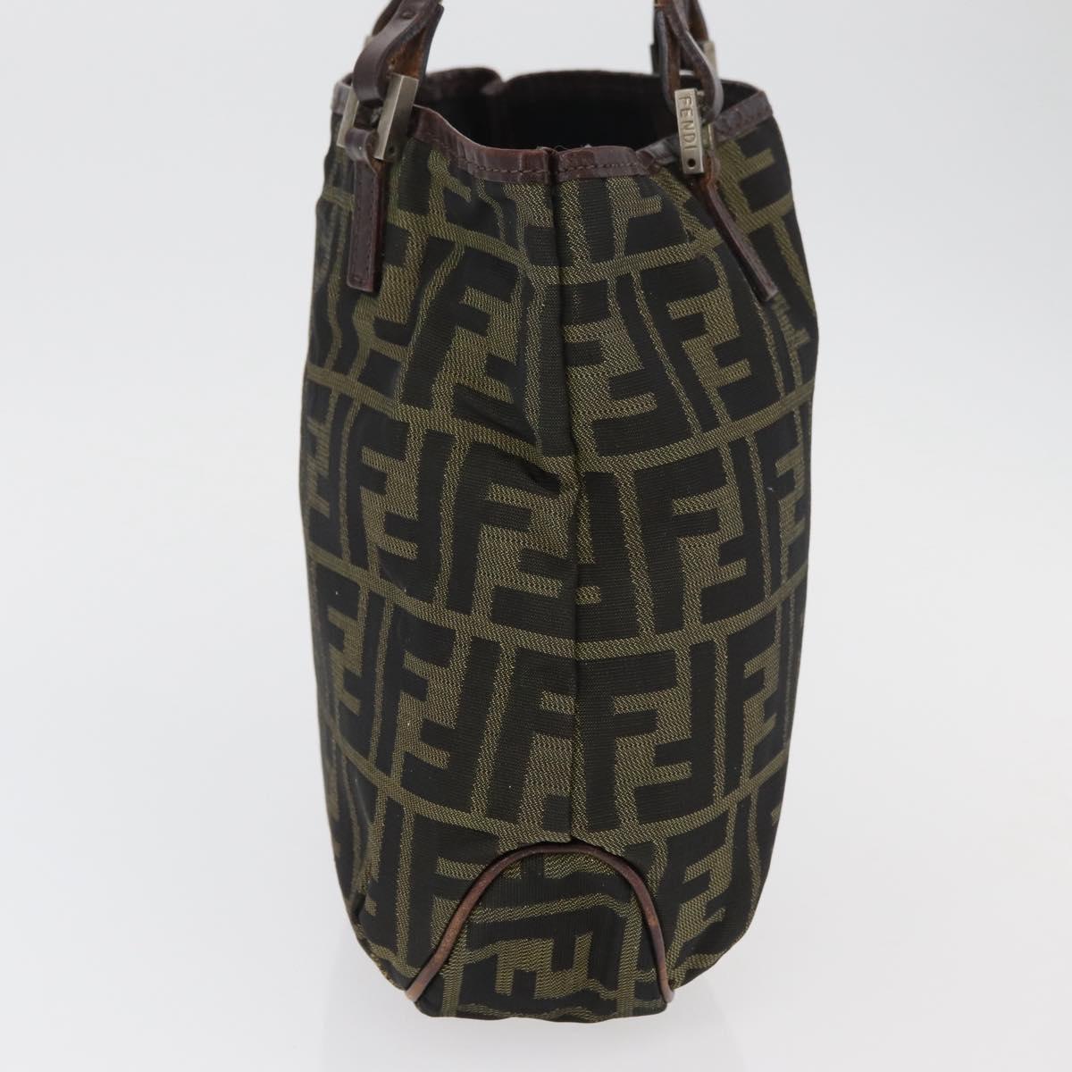 FENDI Zucca Canvas Hand Bag Black Brown Auth bs34584