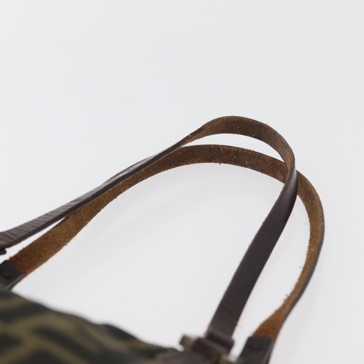 FENDI Zucca Canvas Hand Bag Black Brown Auth bs34584