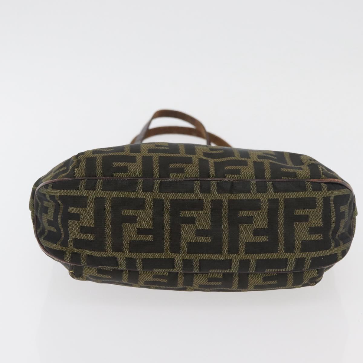 FENDI Zucca Canvas Hand Bag Black Brown Auth bs34584