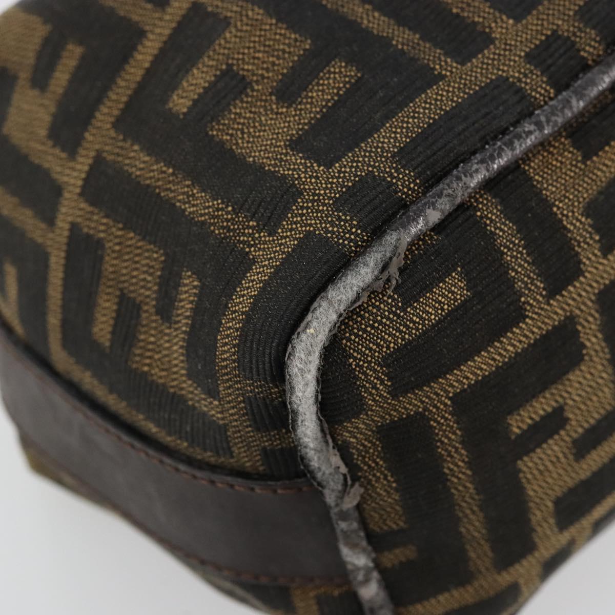 FENDI Zucca Canvas Hand Pouch Black Brown Auth bs34585