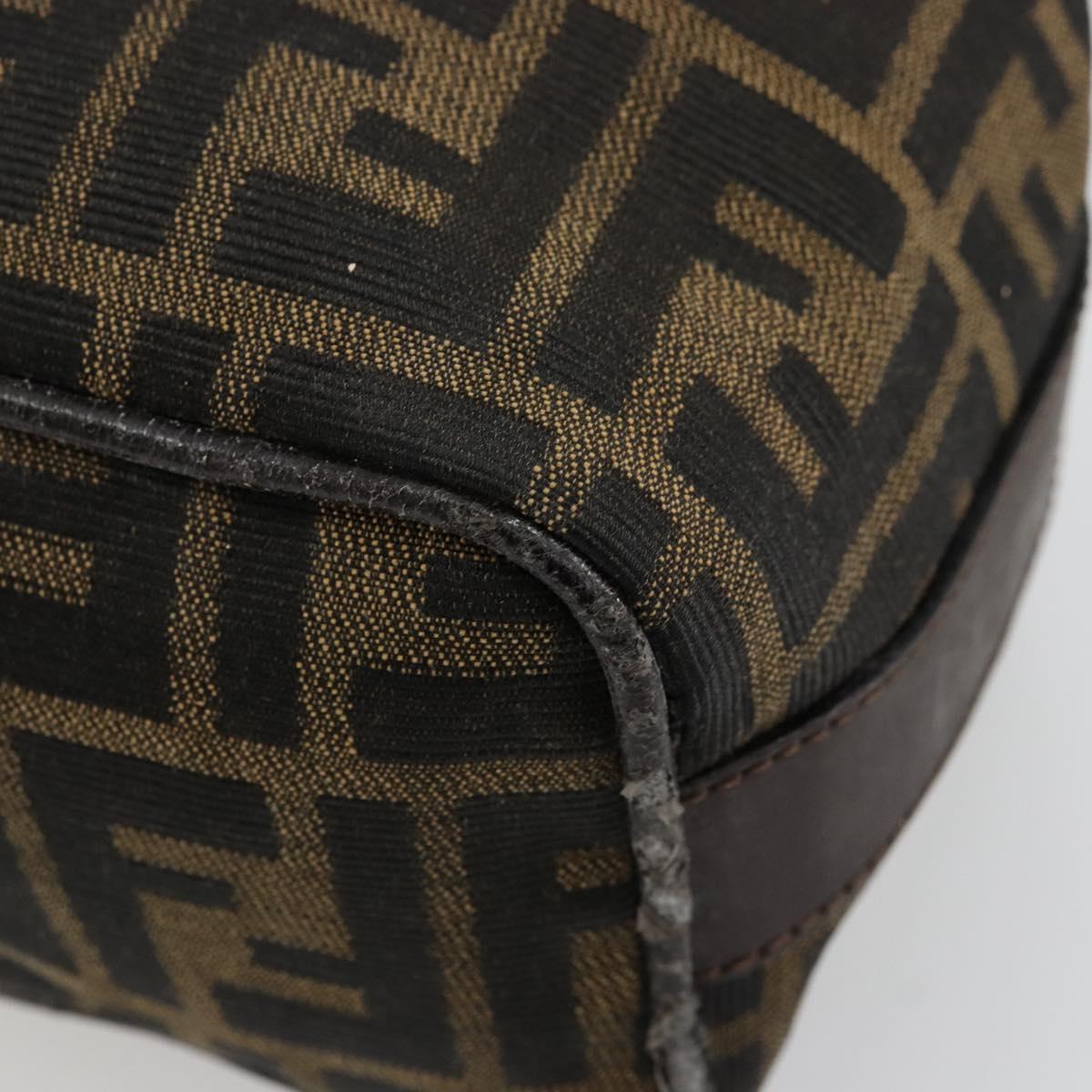 FENDI Zucca Canvas Hand Pouch Black Brown Auth bs34585