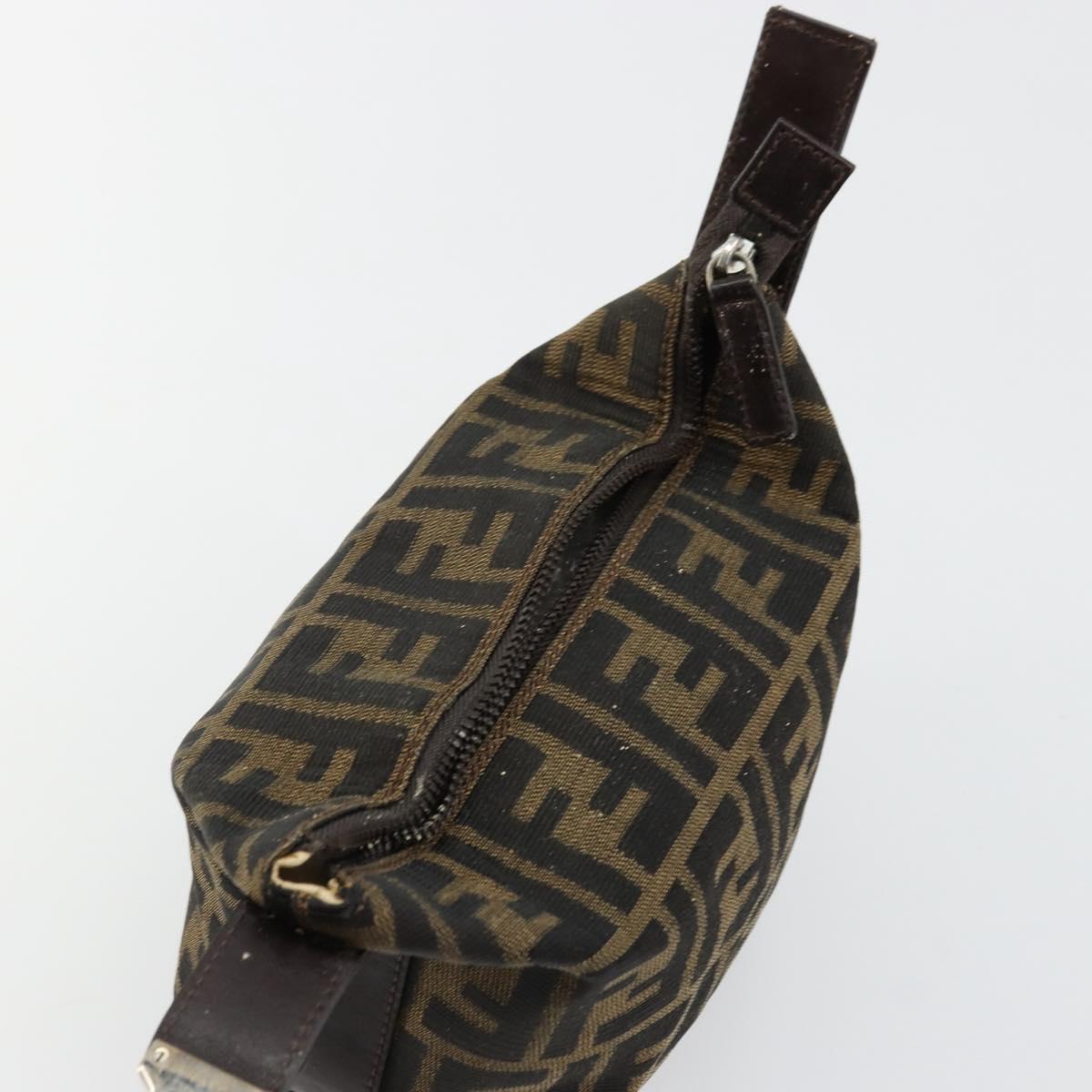 FENDI Zucca Canvas Hand Pouch Black Brown Auth bs34585